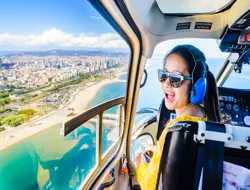 Helicopter Flight, Walking Tour, & Boat Cruise in Barcelona